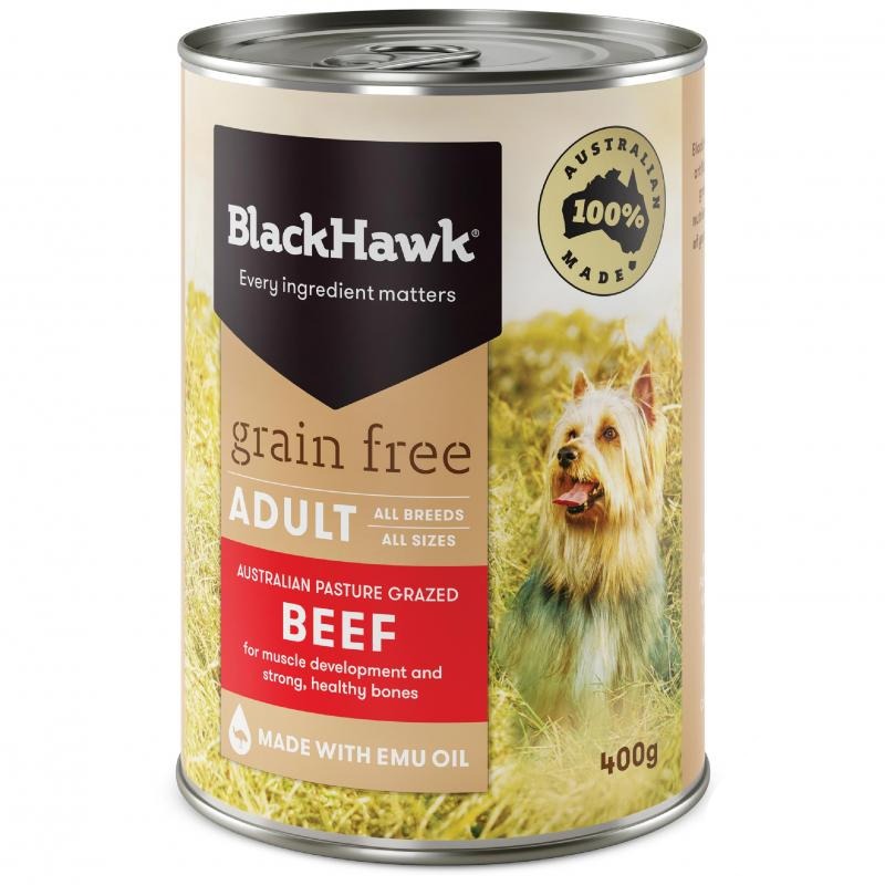 Black Hawk Grain Free Adult Beef Canned Wet Dog Food 400g can, pet essentials warehouse\