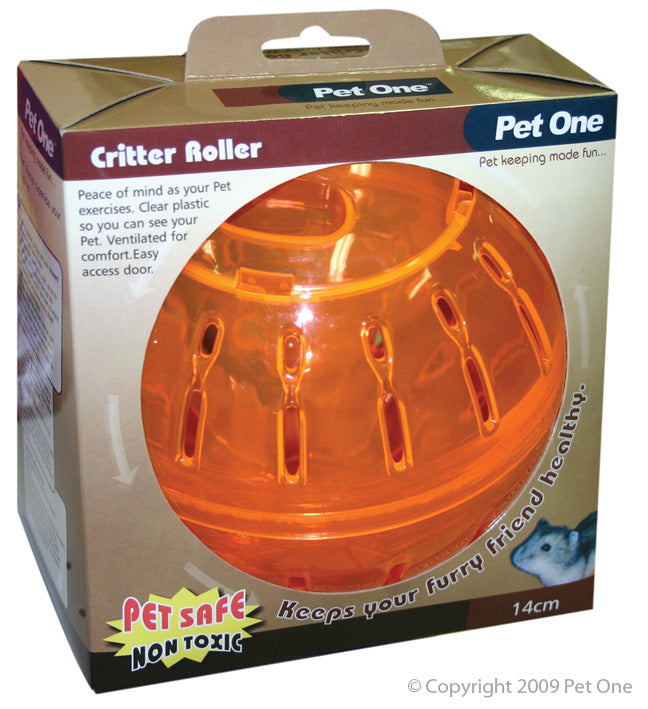 Pet One Critter Roller Orange, Rats Wheel and Ball, Pet Essentials Warehouse