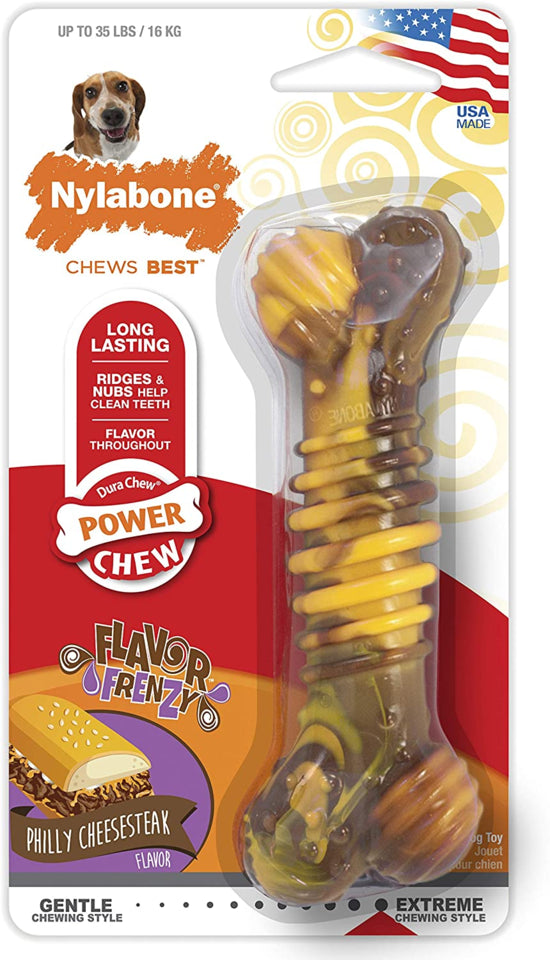 Nylabone Power Chew Philly Cheesesteak Dog Toy, Medium dog toy chew, Long lasting, Pet Essentials Warehouse
