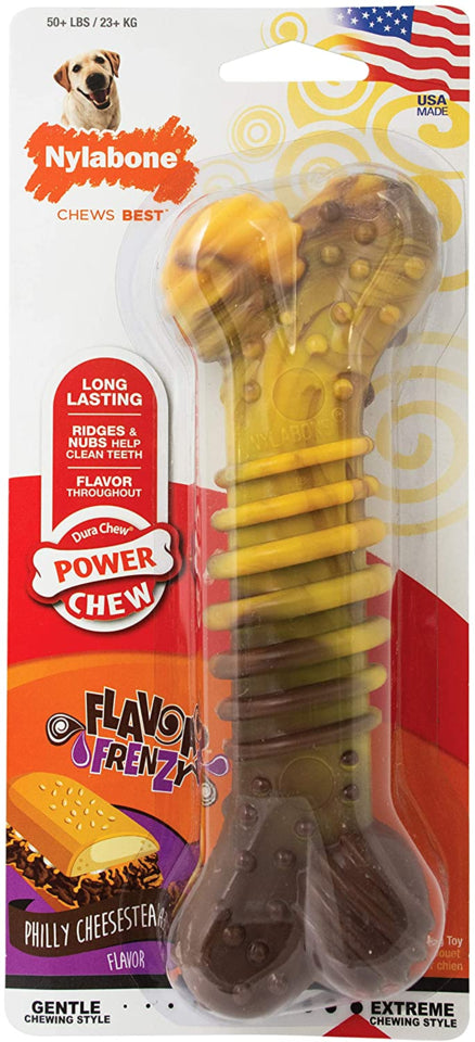 Nylabone Power Chew Philly Cheesesteak Dog Toy, Large dog toy chew, exterme chewing, Pet Essentials Warehouse