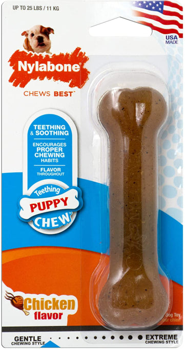 Nylabone Puppy Chew Chicken Bone Dog Toy, Small dog chew toy. Pet Essentials Napier, Puppy chew toy