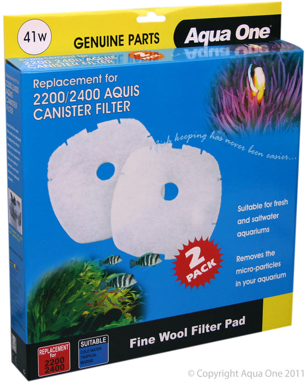 Aqua One Wool Pad Aquis 2200/2400 2 Pack, 2200/2400 Aquis, Pet Essentials Warehouse