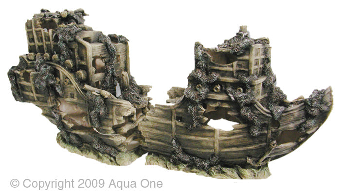 Aqua One Ornament Shipwreck 2 Piece large, pet essentials warehouse, aqua one fish tank ornaments
