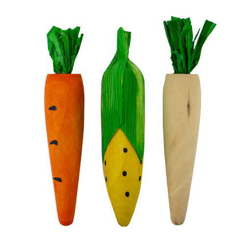 Pipsqueak Wood Chews Carrot/Corn 3pck, Small Animal Dental Chew, Pet Essentials Warehouse