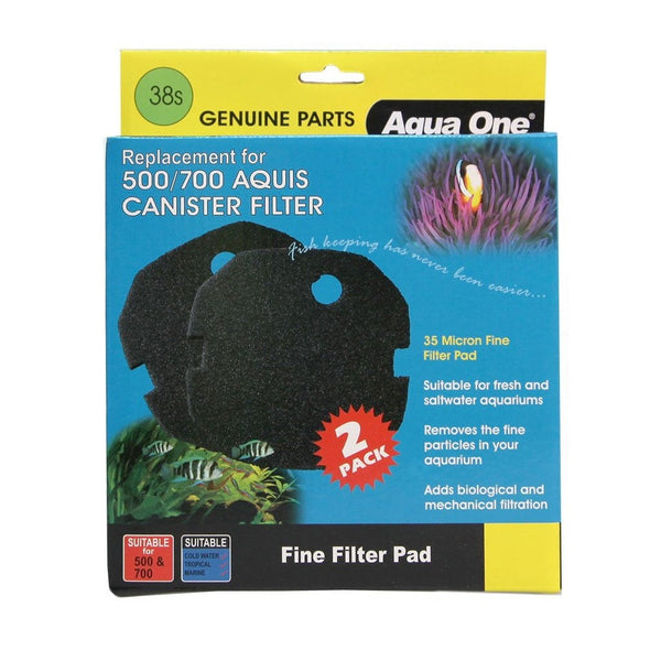 Aqua One Black Filter Sponge Aquis 500/700 2 Pack (38S), Aquis Canister Filters, 500/700 Aquis Canister Filters, Pet Essentials Warehouse