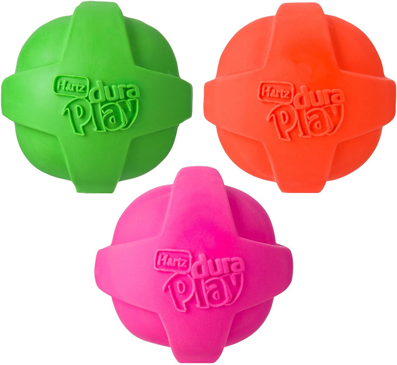 Hartz Dura Play Ball Dog Toy colours, Pink green and orange dog toy, Pet Essentials Warehouse