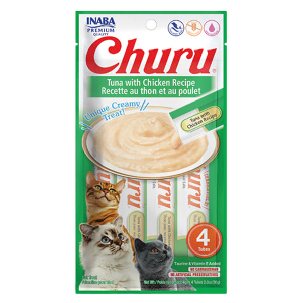 Inaba Churu Tuna & Chicken Cat Treats, Cat Treats, Creamy cat treats, Inaba treats, Pet Essentials Warehouse