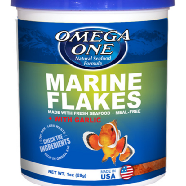 Omega One Garlic Marine Flakes, Marine flakes, Marine fish food, Glaric fish food, Pet Essentials Warehouse