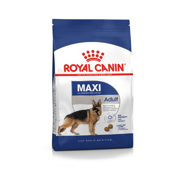 Royal Canin Maxi Adult Dry Dog Food 15kg bag, pet essentials warehouse