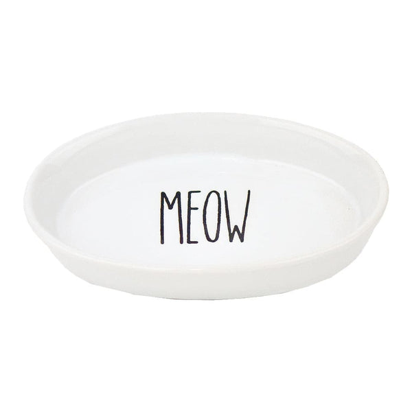 White Meow Ceramic Cat Dishes, Pet Essentials Warehouse, pet city