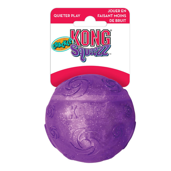 Kong Squeezz Crackle Ball Medium Purple Dog Toy, Pet Essentials Warehouse, kong ball dog toys