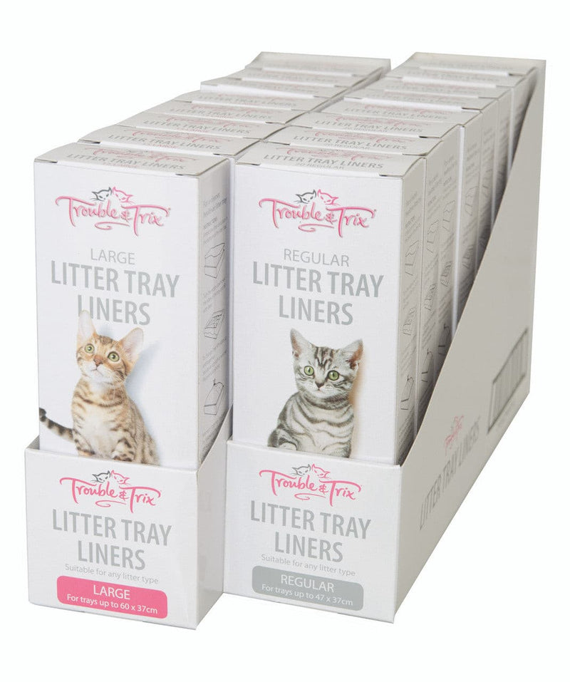 Trouble & Trix Litter Liners retail display box, 15 Pack Large 50x37cm, Pet Essentials Warehouse, Pet City