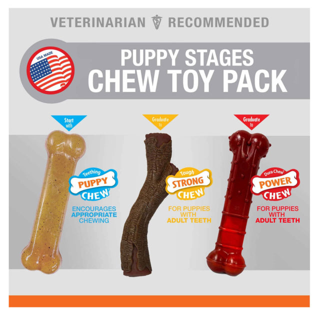 Nylabone Puppy Stages Triple Pack Dog Toy Poster, , Puppy chew toy, Puppy stage, Pet Essentials Warehouse, 