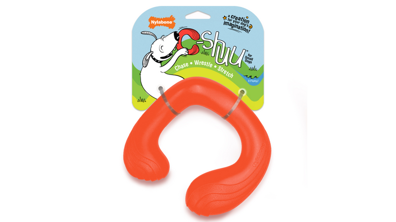 Nylabone Creative Play C-Shuu, red small, front packaing, pet essentials warehouse 