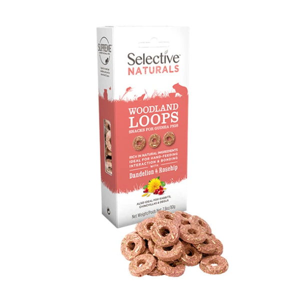 Selective Naturals Woodland Loops, Small Hoops, Woodland Loops, Selective Naturals, Dandelion and roseship, Snacks for Guinea Pigs, Small Pet Treats, Pet Essentials Warehouse