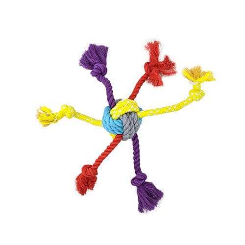 Knots of Fun Spider Tug Colourful 30cm Dog Toy - Allpet Dog Rope Toys - Mika's Ltd