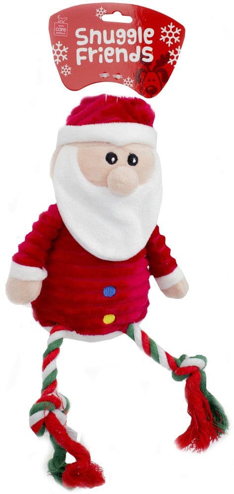 Snuggle Friends Christmas Plush Santa W/Rope Legs, Pet Essentials Warehouse napier, pet essentials online, christmas dog toys nz