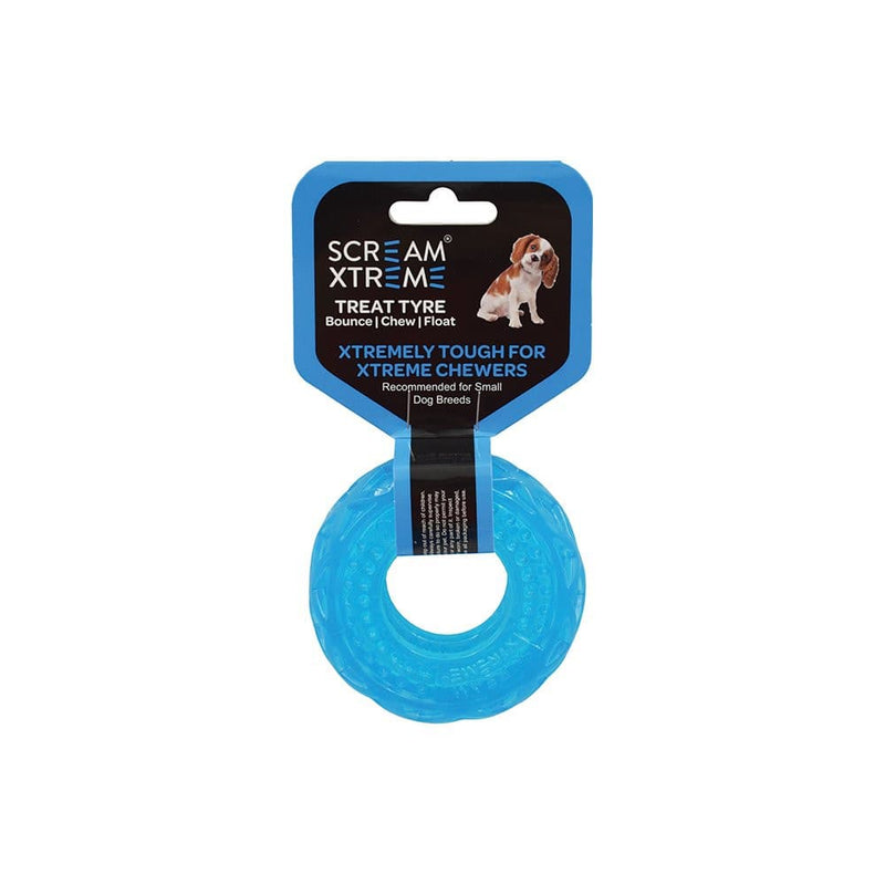 Scream Xtreme Treat Tyre Toy Blue Small, Pet Essentials Warehouse, Pet City