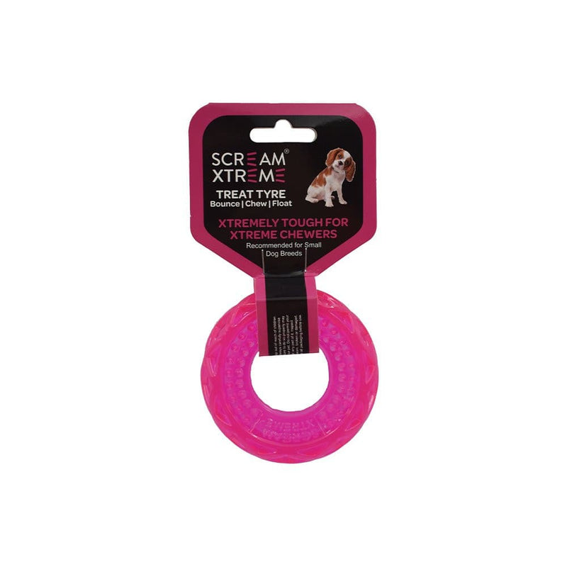 Scream Xtreme Treat Tyre Toy Small Pink, Pet Essentials Warehouse, Pet City