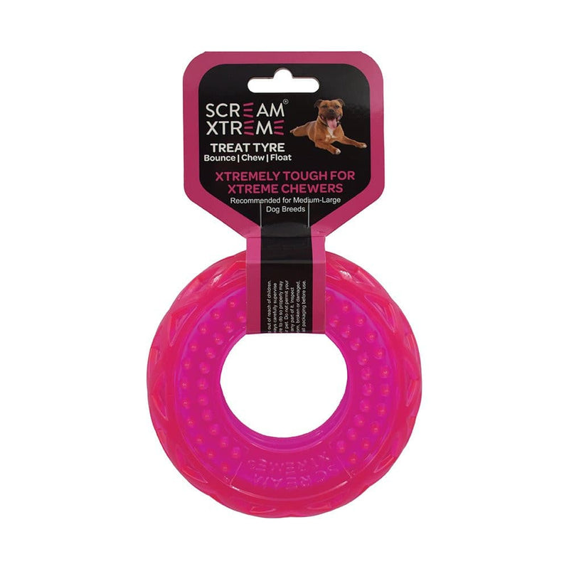 Scream Xtreme Treat Tyre Toy Pink Large, Pet Essentials Warehouse, Pet City