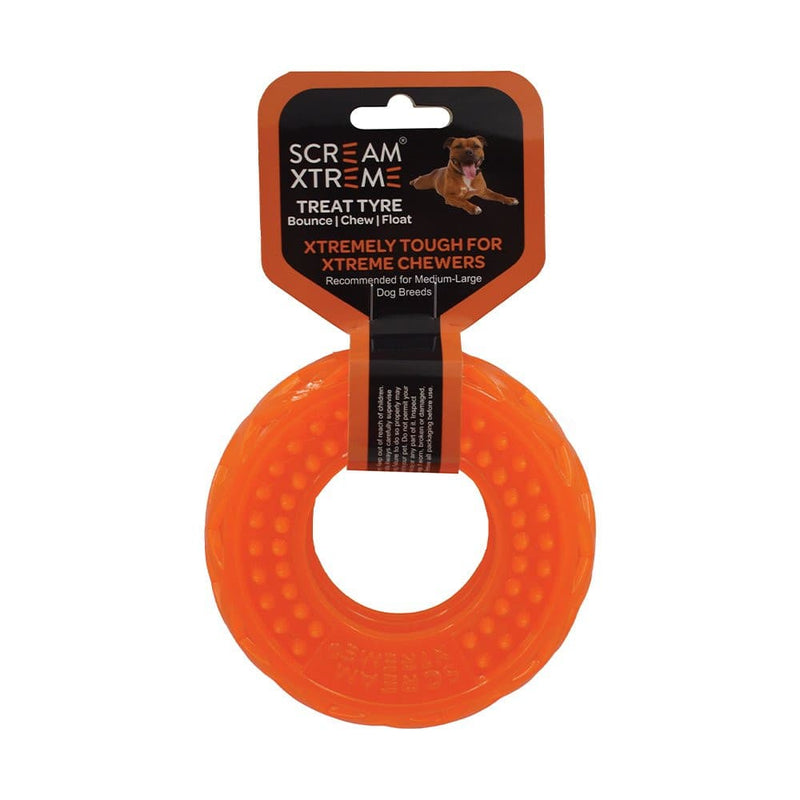 Scream Xtreme Treat Tyre Toy Orange Medium, Pet Essentials Warehouse, Pet City