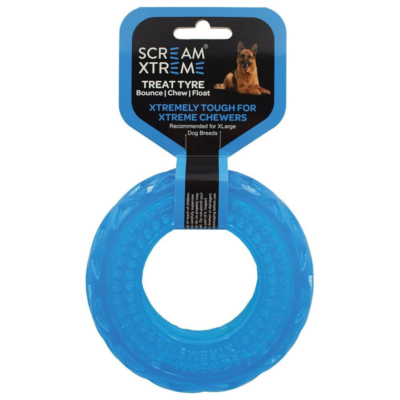 Scream Xtreme Treat Tyre Toy Blue Medium, Pet Essentials Warehouse, Pet City
