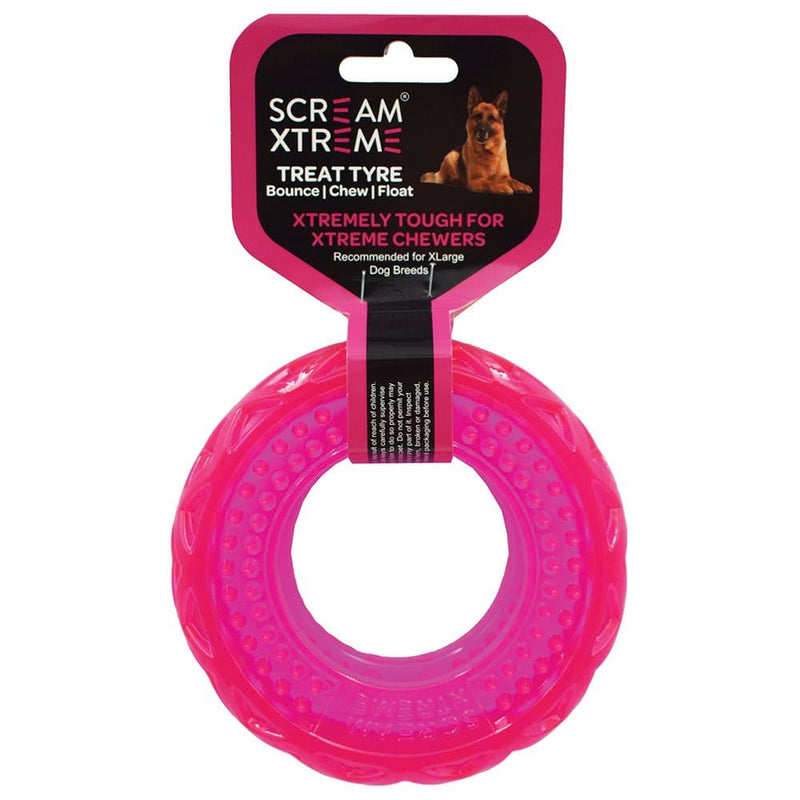 Scream Xtreme Treat Tyre Toy Pink Medium, Pet Essentials Warehouse, Pet City