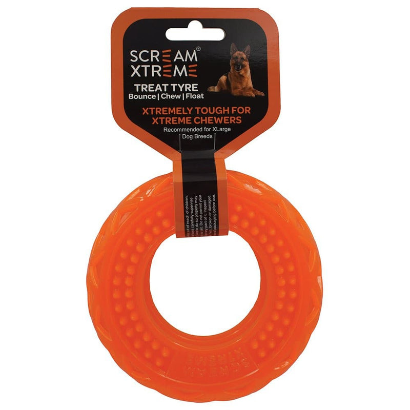 Scream Xtreme Treat Tyre Toy Orange Small , Pet Essentials Warehouse, Pet City