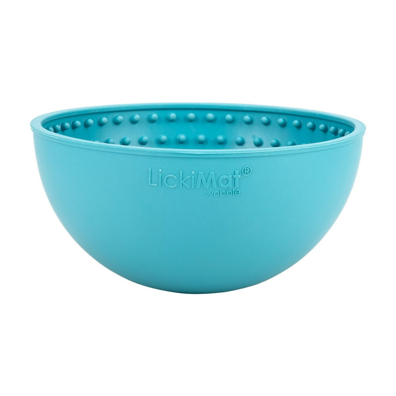 LickiMat Wobble logo on side of the turquoise, pet essentials warehouse, pet city