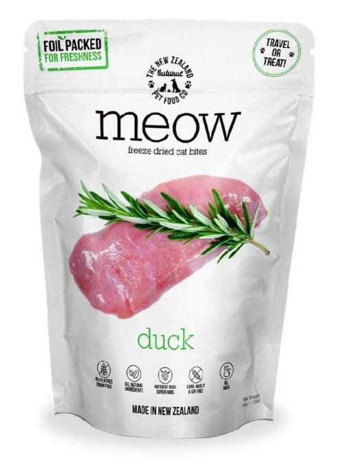 Meow Duck Freeze Dried Cat Treats 50g, Pet Essentials Napier, Pets Warehouse, Animates New plymouth