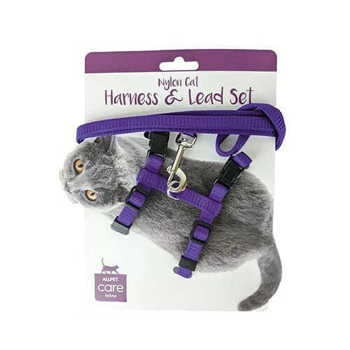 Harness Lead Cat on Card Purple Allpet Cat Collars Pet
