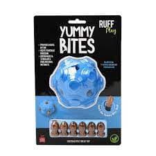 Ruff Play Yummy Bites Blue Ball, Canine Enrichment, Pet Essentials Warehouse