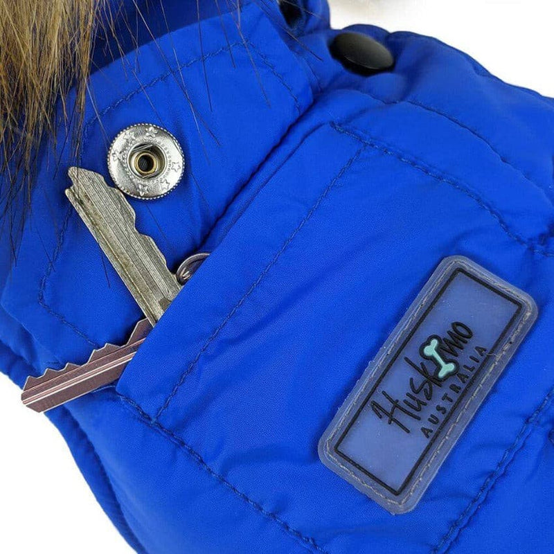 Huskimo Everest Royal Blue Dog Coat pocket