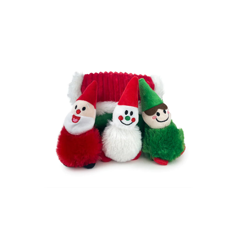 Snuggle Friends Christmas Burrowing Santa House and three toys, pet essentials warehouse