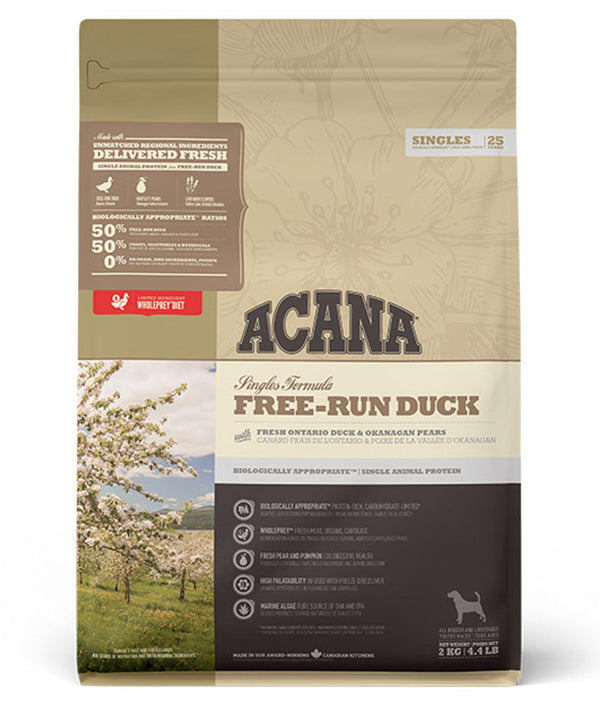 Acana Singles Free-Run Duck Dry Dog Food 2kg, pet essentials warehouse