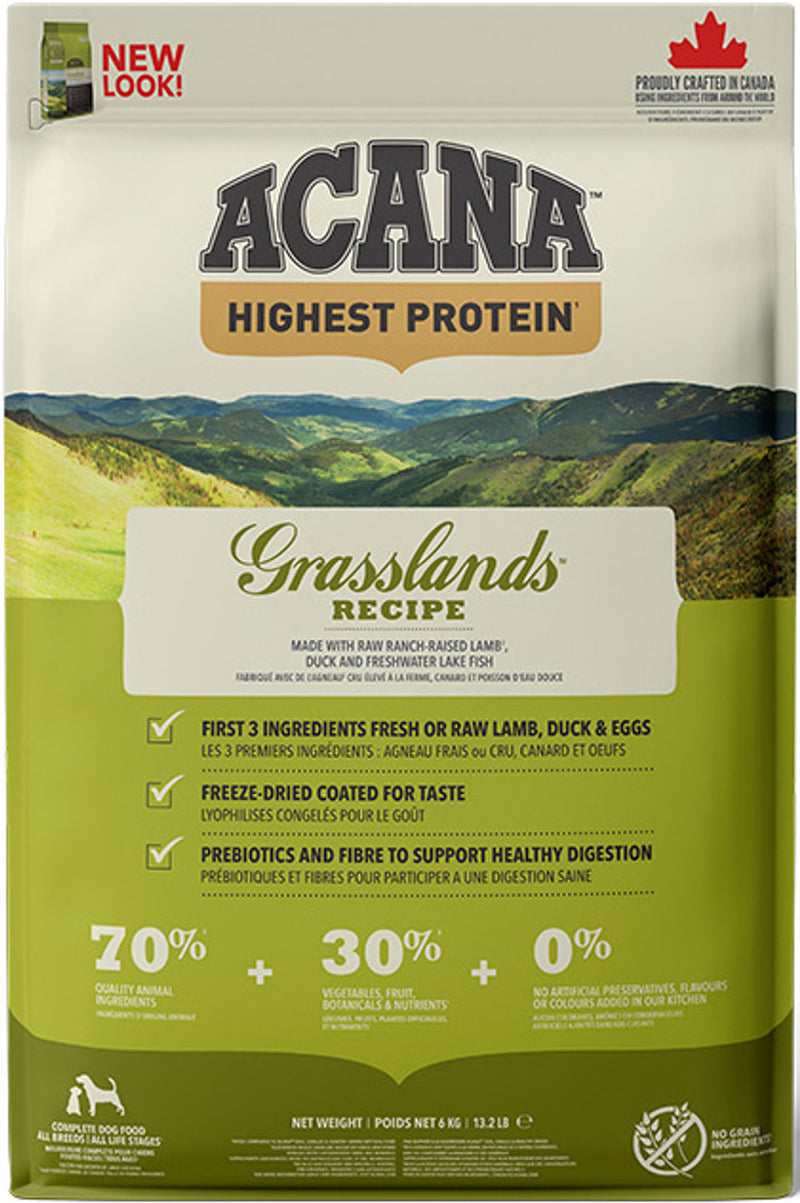 Acana Grasslands Dry Dog Food 6kg, pet essentials warehouse