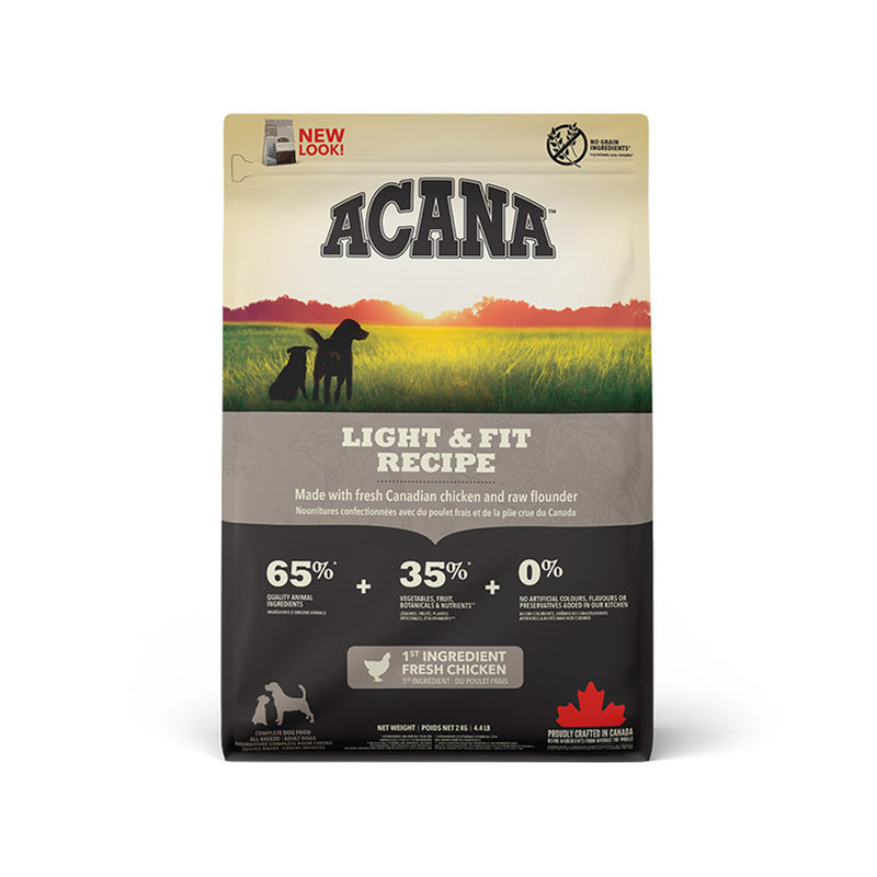 Acana Heritage Light and Fit Dry Dog Food 2kg, pet essentials warehouse