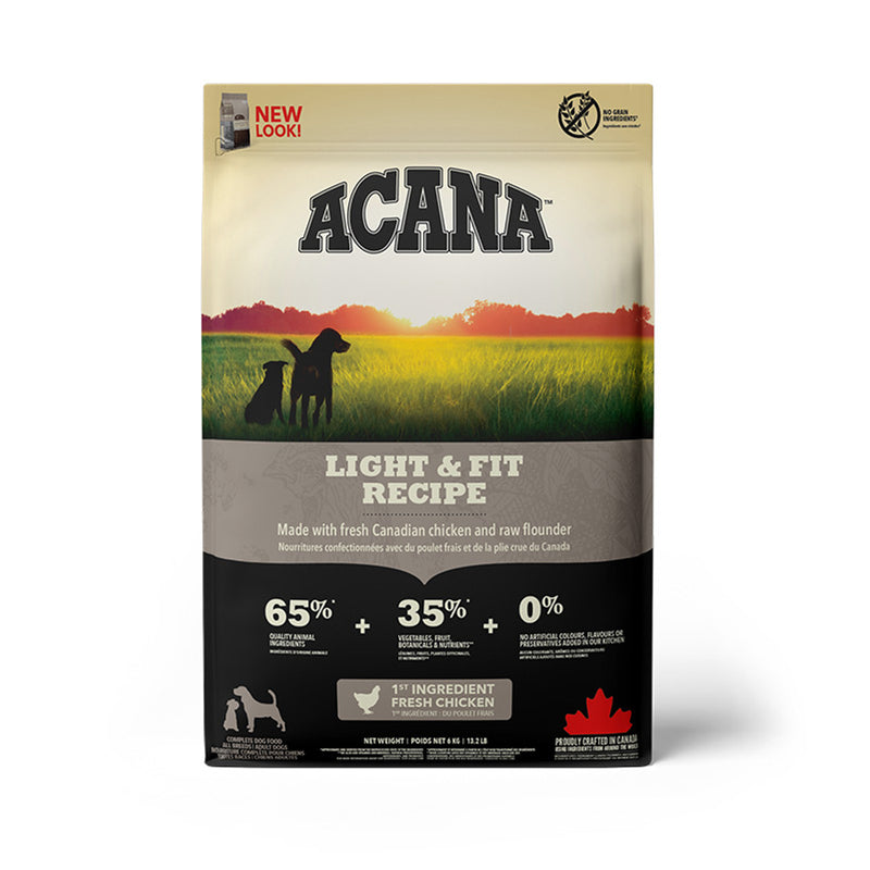 Acana Heritage Light and Fit Dry Dog Food 6kg, pet essentials warehouse
