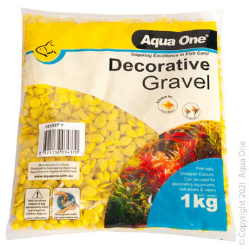 Aqua One Gravel Fluro Yellow, Gravel for fish tanks, Decorative gravel, Pet Essentials Warehouse