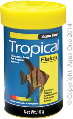 Aqua One Tropical Flakes Fish Food 10g, Pet Essentials Warehouse, Fish Food Flakes