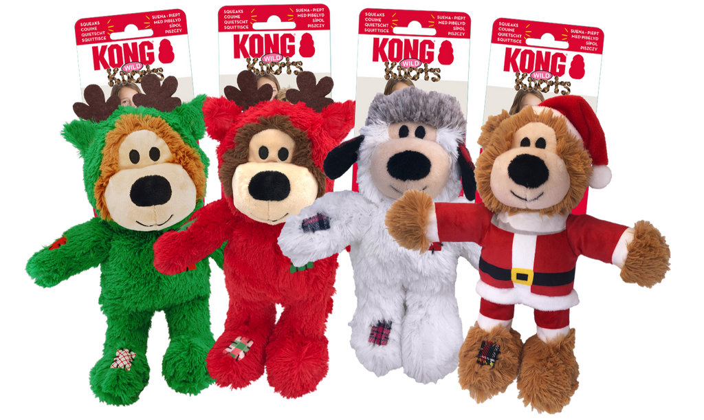 Kong Christmas Holiday Wild Knots Bears Christmas Dog Toys Pet Essentials Warehouse