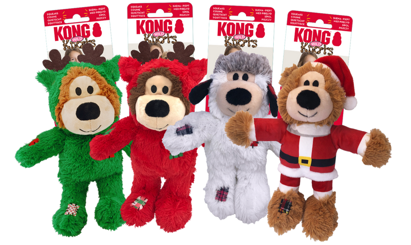 Kong Christmas Holiday Wild Knots Bears Dog Toy, Pet Essentials Warehouse,