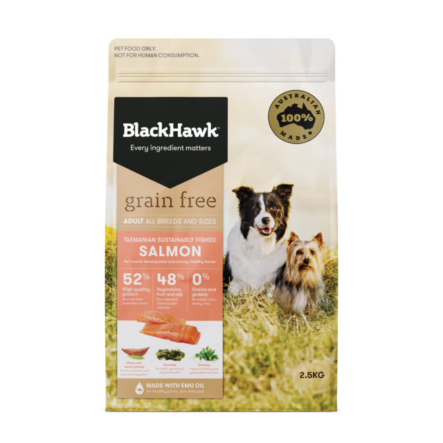 Black Hawk Grain Free Adult Salmon Dry Dog Food 2.5kg, Grain Free dog food, Pet Essentials Warehouse