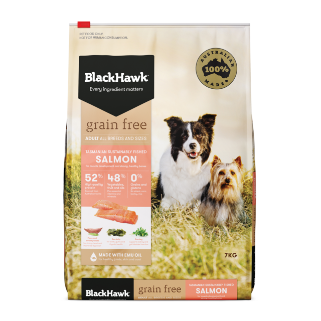 Black Hawk Grain Free Adult Salmon Dry Dog Food 7kg, Pet Essentials Warehouse