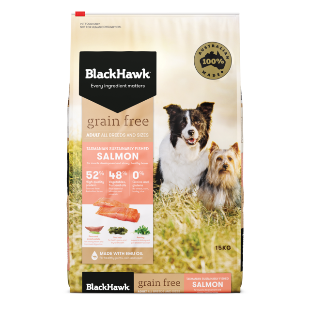 Black Hawk Grain Free Adult Salmon Dry Dog Food 15kg, Pet Essentials Warehouse