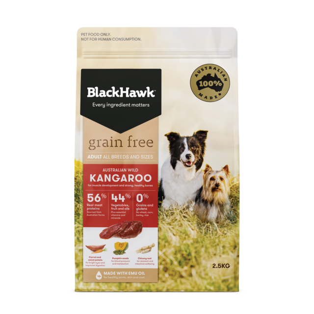 Black Hawk Grain Free Adult Kangaroo Dry Dog Food 2.5kg bag, Pet Essentials Warehouse