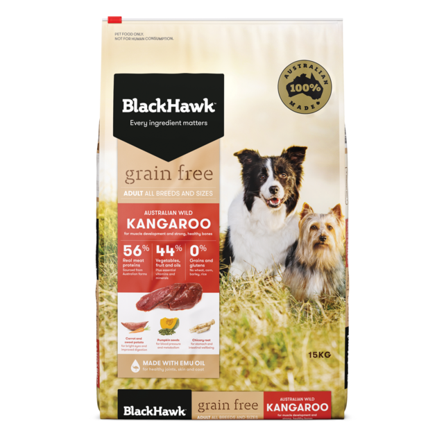 Black Hawk Grain Free Adult Kangaroo Dry Dog Food 15kg bag, Pet Essentials Warehouse