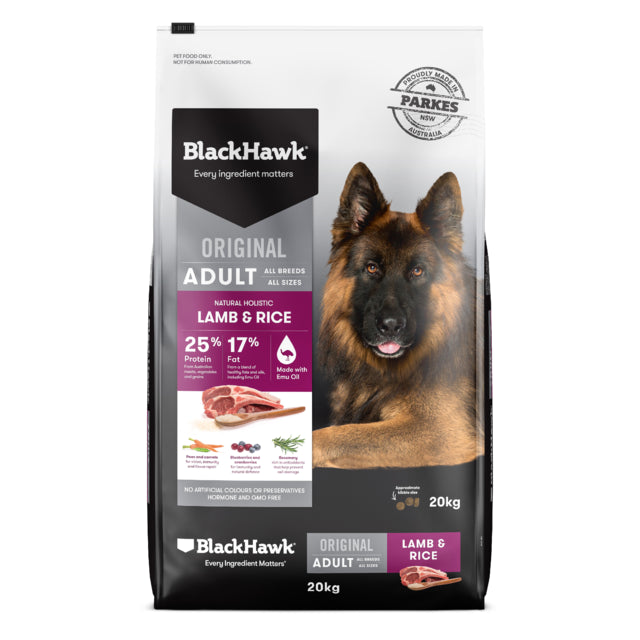 Black Hawk Original Adult Lamb & Rice Dry Dog Food 20kg, Pet Essentials Warehouse