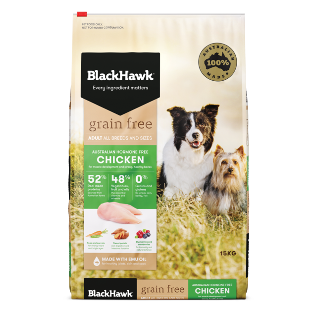 Black Hawk Grain Free Adult Chicken Dry Dog Food 15kg, Pet Essentials Warehouse