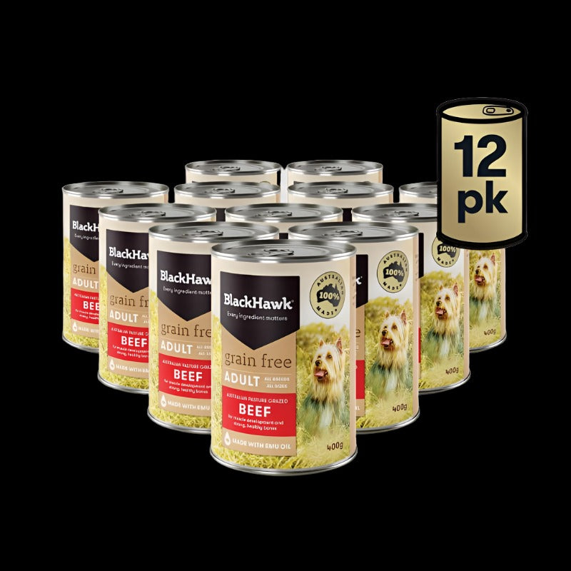 Black Hawk Grain Free Adult Beef Canned Wet Dog Food pack of 12, pet essenitals warehouse